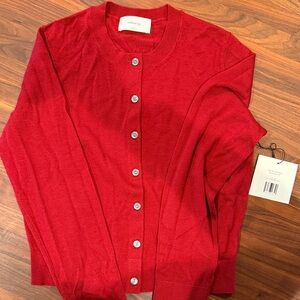 Chic Red Button-Up Women's Cardigan